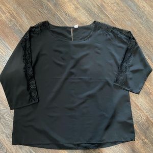Old Navy black top with lace sleeves